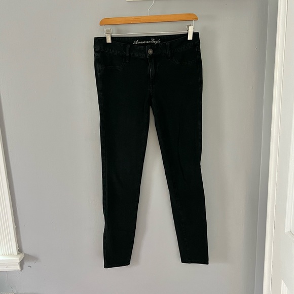 American Eagle Black Super Stretch Jeggings 6 Regular - Picture 1 of 11